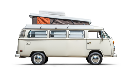 Camper van with pop-up roof isolated on transparent background