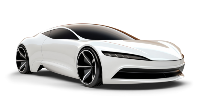 White sports car isolated on transparent background