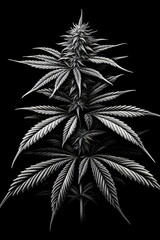 White cannabis leaf vector isolated on black background