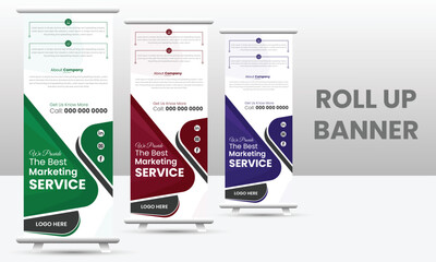 simple pull up banner design. modern standee banner design set in vector.