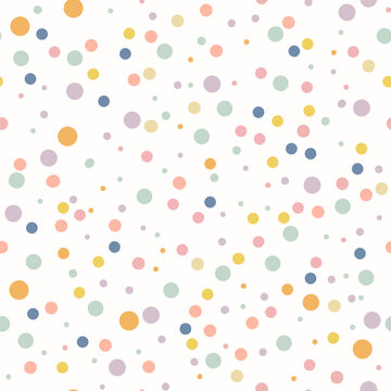 Polka dots colorful pattern on white background. Vector illustration