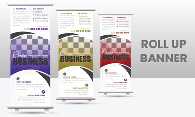 Modern simple and creative pull up banner set with geometric shapes.