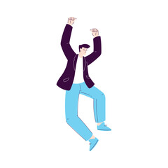 Happy Man Character Office Worker Rejoicing and Cheering Vector Illustration