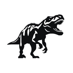 Silhouette eines T-Rex-Dinosauriers in Schwarz-Weiß