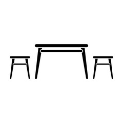 Table and stools icon. Black silhouette. Front side view. Vector simple flat graphic illustration. Isolated object on a white background. Isolate.
