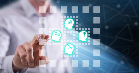 Man touching a business optimization concept