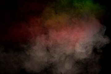 Orange and red steam on a black background.
