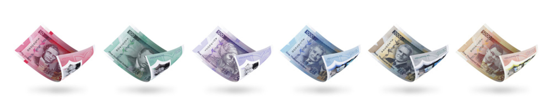 Different denominations of Jamaican dollar notes. 3d illustration