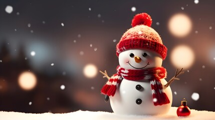 Fototapeta premium Adorable Snowman Dressed for Christmas Portrait