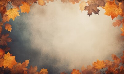 Naklejka na ściany i meble autumnal leaves on canvas background wallpaper