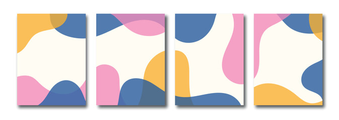 set of colorful banners. abstract liquid poster, pink and yellow background with blob shapes, modern abstract trendy design for cards, invitation, branding, banner, cover. Poster organic shapes 