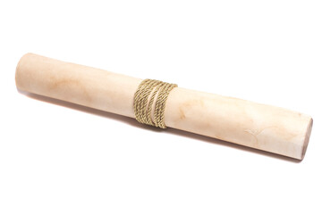 scroll of antique paper tied with a golden rope