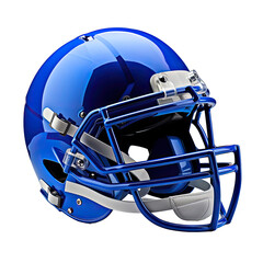 a single modern blue football safety helmet side view, close- up. sports protection for the head. Isolated on a transparent background. PNG, cutout, or clipping path. - obrazy, fototapety, plakaty
