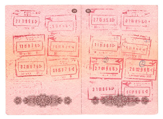 Passport control stamps