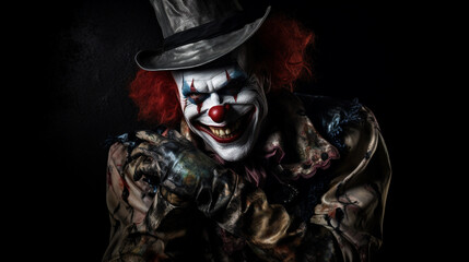 Naklejka premium Portrait of the Halloween Clown 