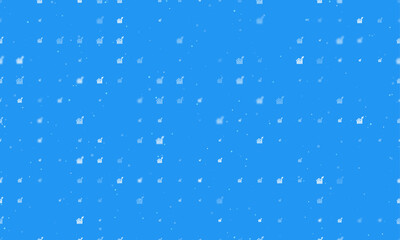 Seamless background pattern of evenly spaced white chart up symbols of different sizes and opacity. Vector illustration on blue background with stars