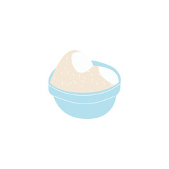 Bowl of sugar, simple flat icon, cartoon vector illustration on white