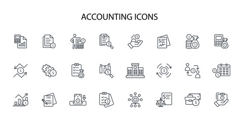 Accounting icon set.vector.Editable stroke.linear style sign for use web design,logo.Symbol illustration. - obrazy, fototapety, plakaty