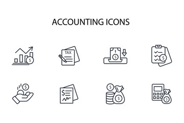 Accounting icon set.vector.Editable stroke.linear style sign for use web design,logo.Symbol illustration.