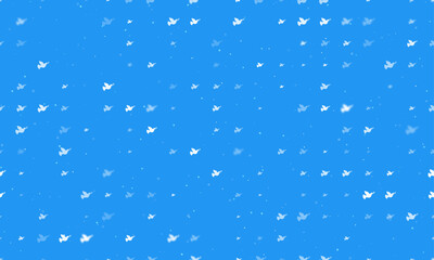 Seamless background pattern of evenly spaced white dove of peace symbols of different sizes and opacity. Vector illustration on blue background with stars