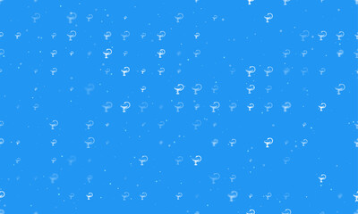Seamless background pattern of evenly spaced white medicine symbols of different sizes and opacity. Vector illustration on blue background with stars