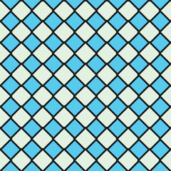 blue diamonds with a black outline. Seamless geometric pattern.
