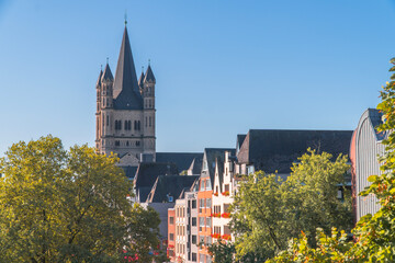 Great Saint Martin Church and old town Cologne, Germany