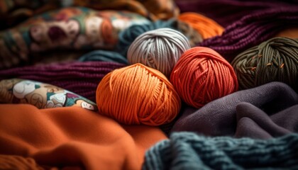 Photo of a Colorful Collection of Yarn Balls on a Soft, Cozy Blanket