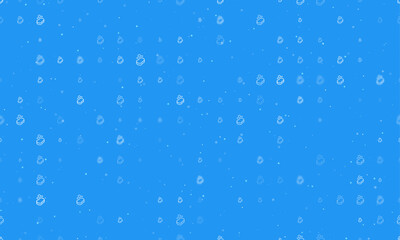 Seamless background pattern of evenly spaced white soap symbols of different sizes and opacity. Vector illustration on blue background with stars