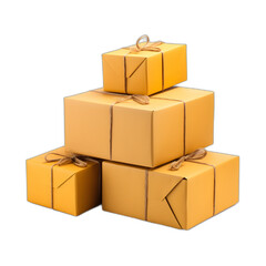 stack of parcels isolated on transparent or white background, png