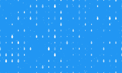 Seamless background pattern of evenly spaced white vases of different sizes and opacity. Vector illustration on blue background with stars