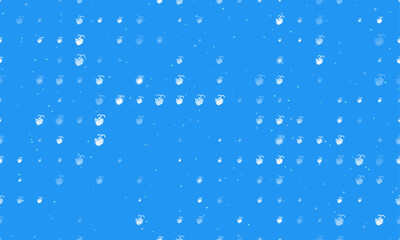 Seamless background pattern of evenly spaced white washing hands symbols of different sizes and opacity. Vector illustration on blue background with stars