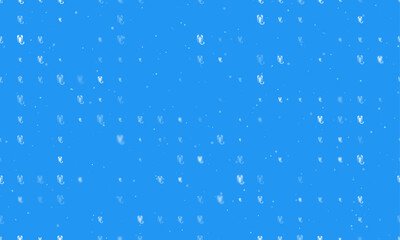Obraz premium Seamless background pattern of evenly spaced white scorpio symbols of different sizes and opacity. Vector illustration on blue background with stars