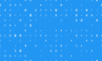 Seamless background pattern of evenly spaced white office building symbols of different sizes and opacity. Vector illustration on blue background with stars