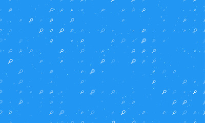 Seamless background pattern of evenly spaced white tennis symbols of different sizes and opacity. Vector illustration on blue background with stars