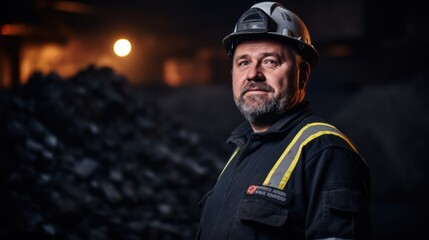 Obraz premium Mine workers wearing hardhats standing in a mine