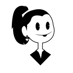 Cartoon style, Blanco y negro.