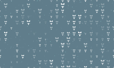 Obraz premium Seamless background pattern of evenly spaced white bikini symbols of different sizes and opacity. Vector illustration on blue grey background with stars