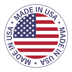 American flag and Made in the USA label, product emblem, logo design