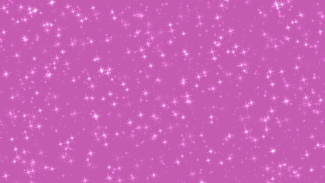 Abstract festive motion background with animated bright star shape sparks glitter blinking and falling on tender pink backdrop. Decorative elegant video animation on birthday party or Valentines day.