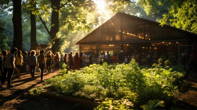 Farmers congregating for an informative session in the greenhouse