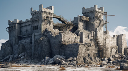 Fototapeta na wymiar An old abandoned fortress, its crumbling walls still standing tall