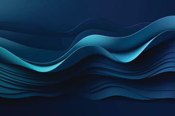 Obraz premium Blue color wavy background with paper cut style