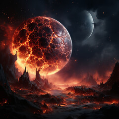 Feuer Planet, Universum, Lava, Mond, zerstören, Untergang, Fantasy, SciFI