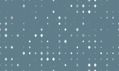 Seamless background pattern of evenly spaced white diamonds of different sizes and opacity. Vector illustration on blue grey background with stars