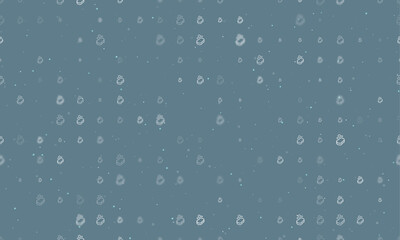 Seamless background pattern of evenly spaced white soap symbols of different sizes and opacity. Vector illustration on blue grey background with stars