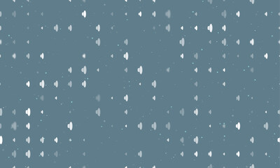 Seamless background pattern of evenly spaced white speaker symbols of different sizes and opacity. Vector illustration on blue grey background with stars