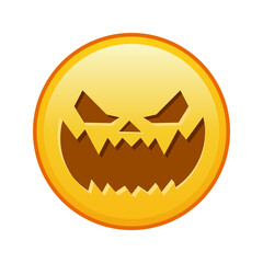 Scary halloween face Large size of yellow emoji smile