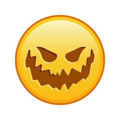Scary halloween face Large size of yellow emoji smile
