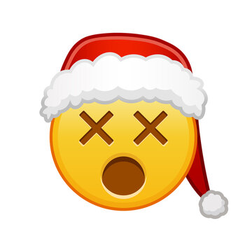 Christmas face with crossed-out eyes Large size of yellow emoji smile